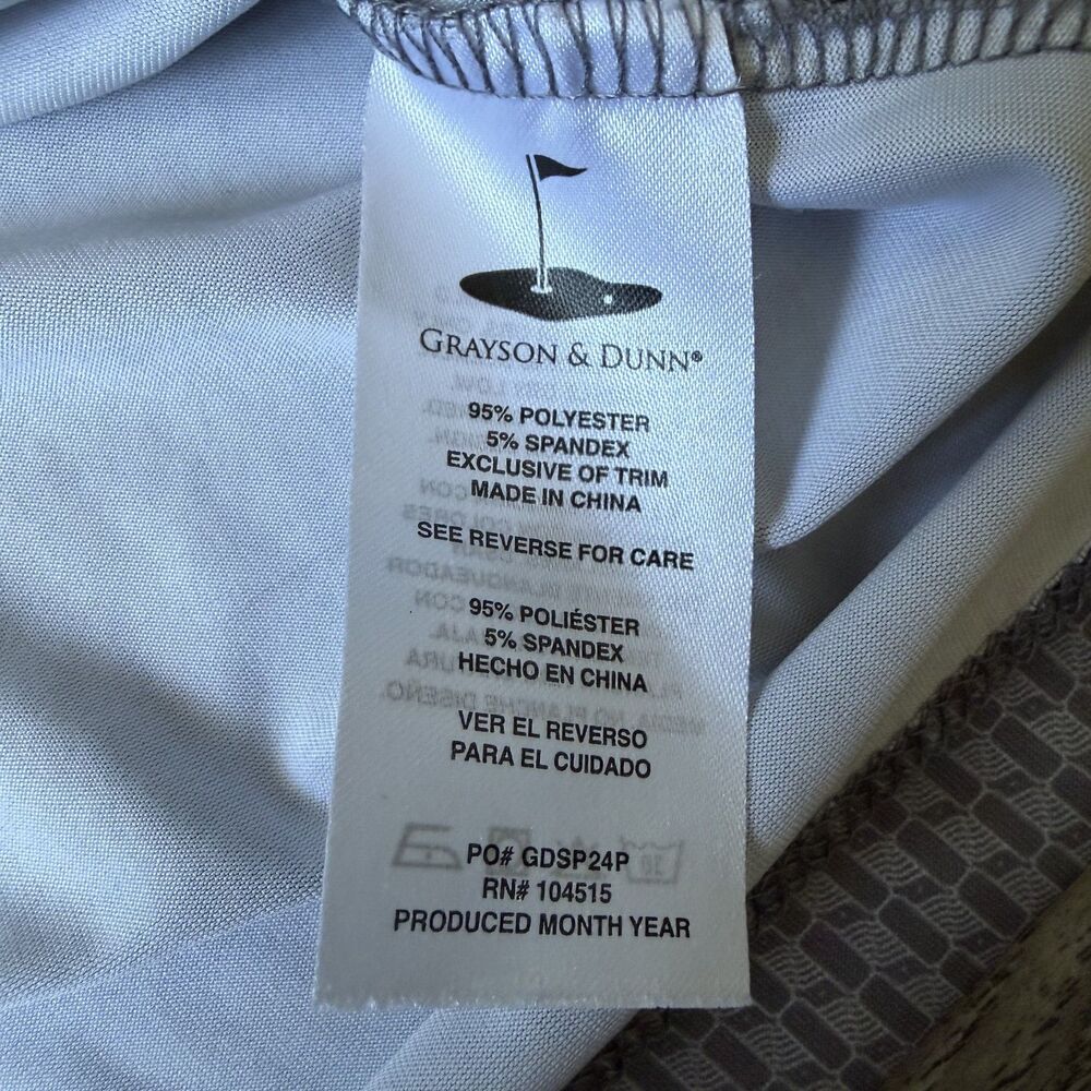 Grayson & Dunn Men's Gray and White Geometric Performance Golf Polo - Size XL - Picture 4 of 7